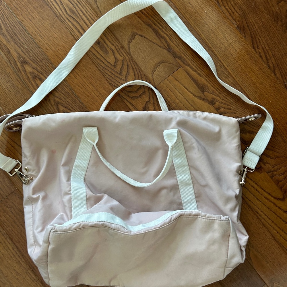 *H&M large tote bag (light pink/gold trim)